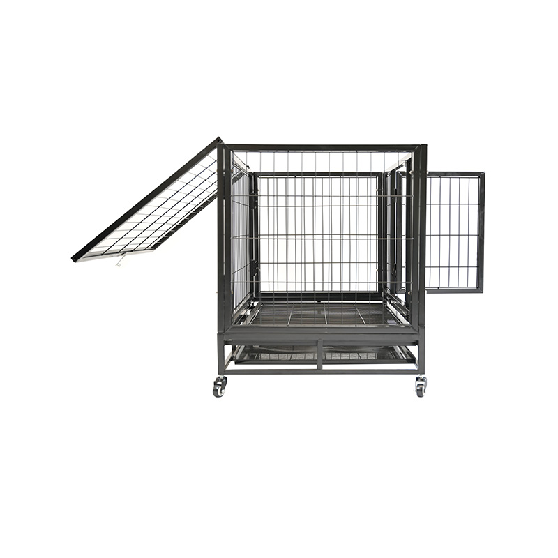 DH120-1 Cage pour chien combinée robuste à 2 portes pour animaux de compagnie