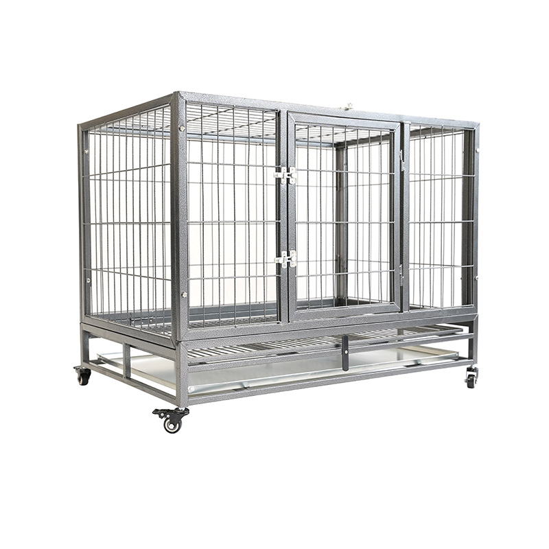 DH120-1 Cage pour chien combinée robuste à 2 portes pour animaux de compagnie