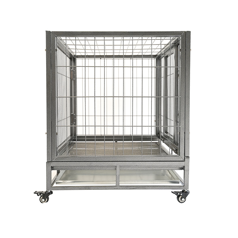 DH120-1 Cage pour chien combinée robuste à 2 portes pour animaux de compagnie