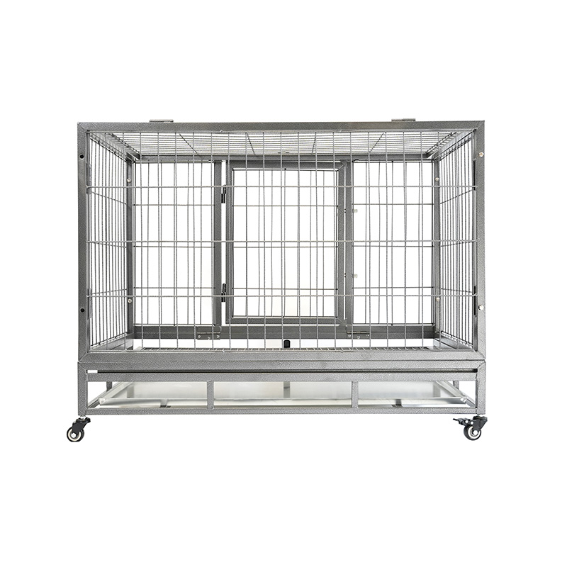 DH120-1 Cage pour chien combinée robuste à 2 portes pour animaux de compagnie