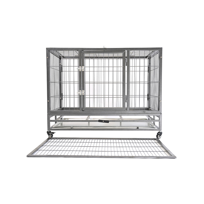 DH120-1 Cage pour chien combinée robuste à 2 portes pour animaux de compagnie