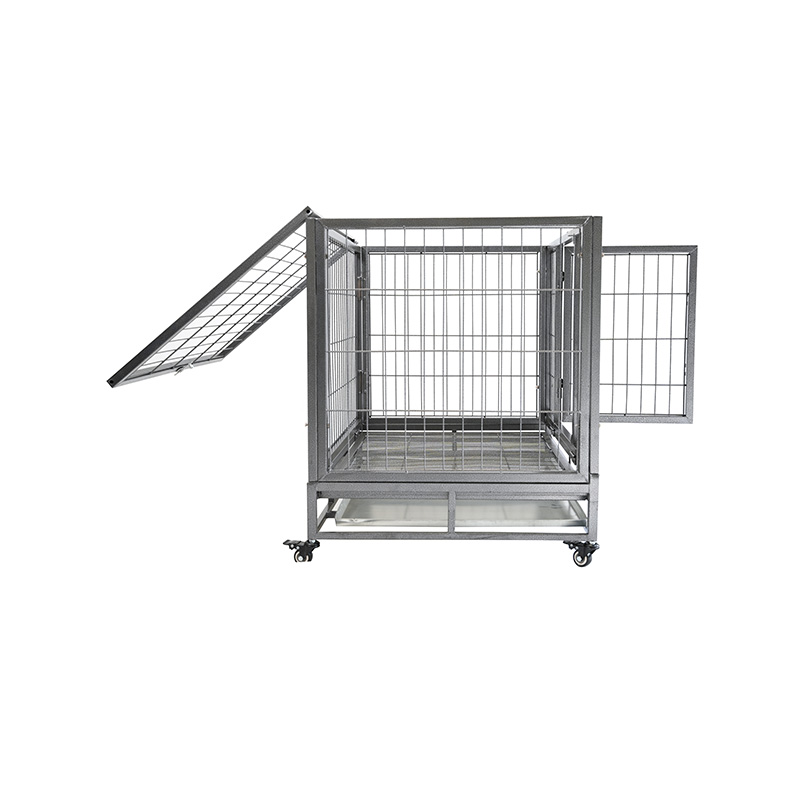 DH120-1 Cage pour chien combinée robuste à 2 portes pour animaux de compagnie