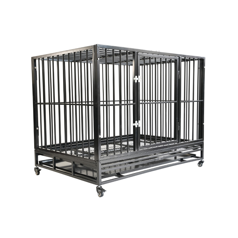 Cage pour animaux de compagnie en métal robuste DH121-3, 2 portes avec plateau en ABS