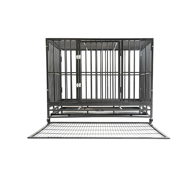 Cage pour animaux de compagnie en métal robuste DH121-3, 2 portes avec plateau en ABS