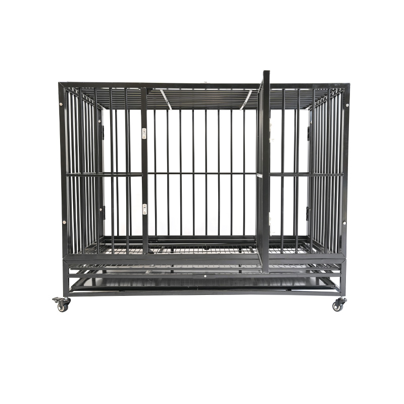 Cage pour animaux de compagnie en métal robuste DH121-3, 2 portes avec plateau en ABS