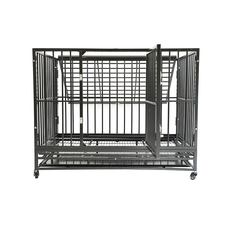 Cage pour animaux de compagnie en métal robuste DH121-3, 2 portes avec plateau en ABS