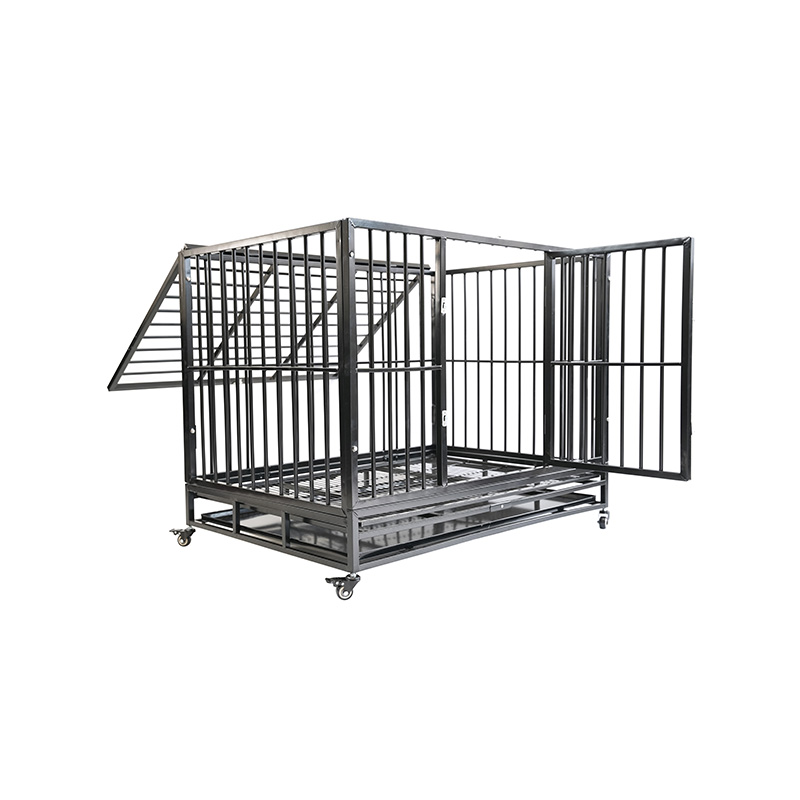 Cage pour animaux de compagnie en métal robuste DH121-3, 2 portes avec plateau en ABS