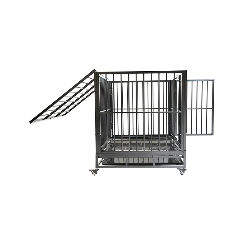 Cage pour animaux de compagnie en métal robuste DH121-3, 2 portes avec plateau en ABS