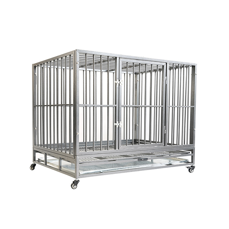 Cage pour animaux de compagnie en métal robuste DH121-3, 2 portes avec plateau en ABS