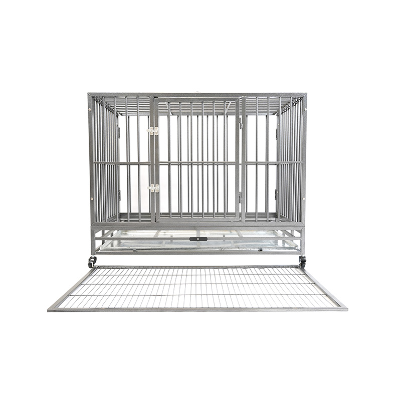 Cage pour animaux de compagnie en métal robuste DH121-3, 2 portes avec plateau en ABS