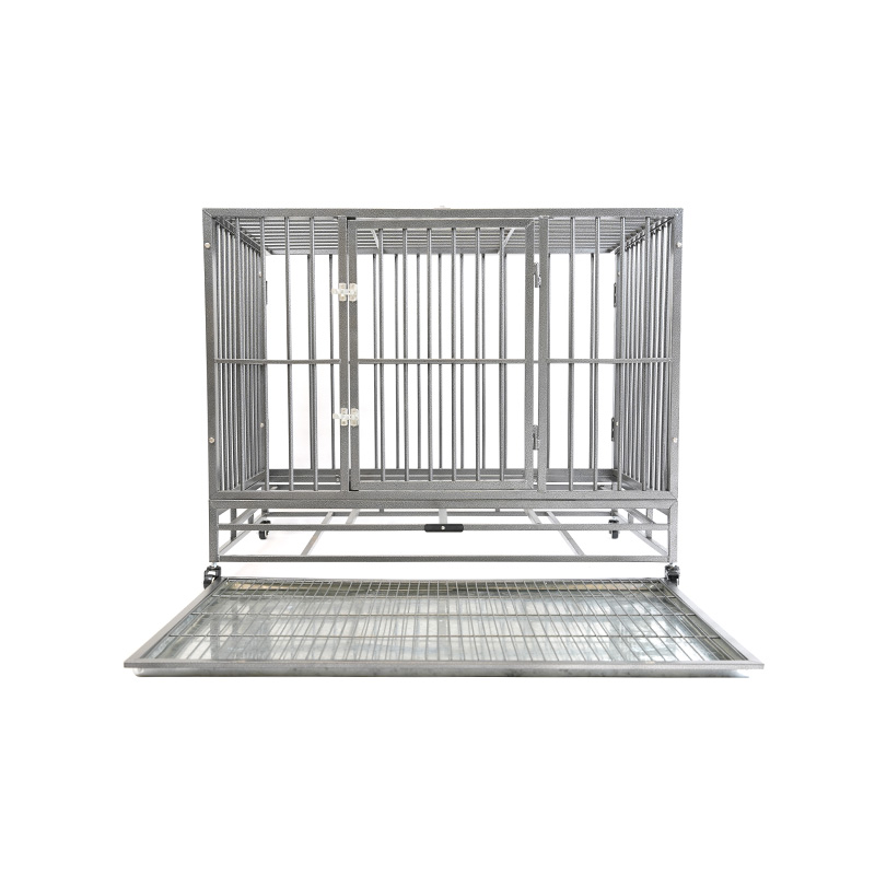 Cage pour animaux de compagnie en métal robuste DH121-3, 2 portes avec plateau en ABS