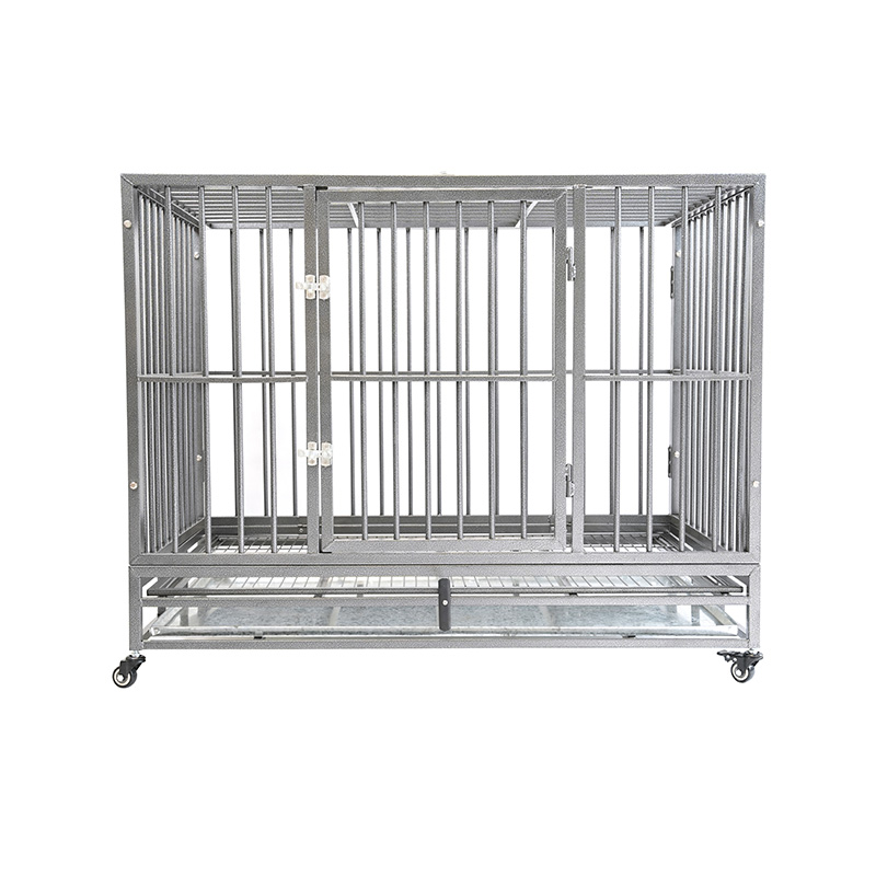 Cage pour animaux de compagnie en métal robuste DH121-3, 2 portes avec plateau en ABS