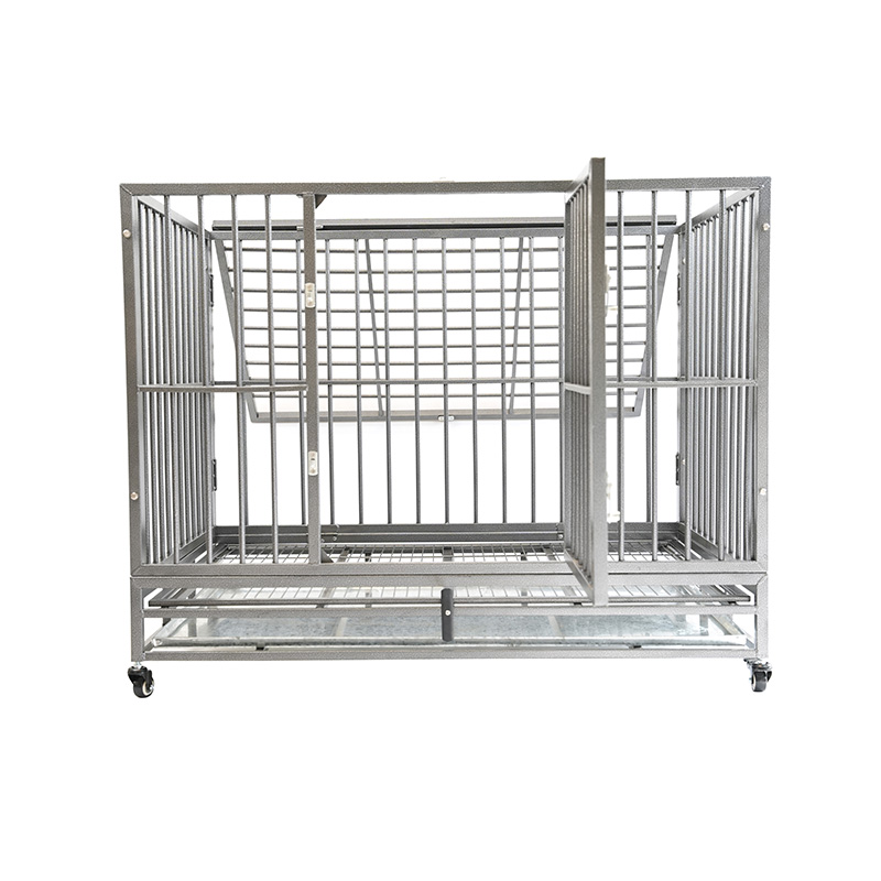 Cage pour animaux de compagnie en métal robuste DH121-3, 2 portes avec plateau en ABS