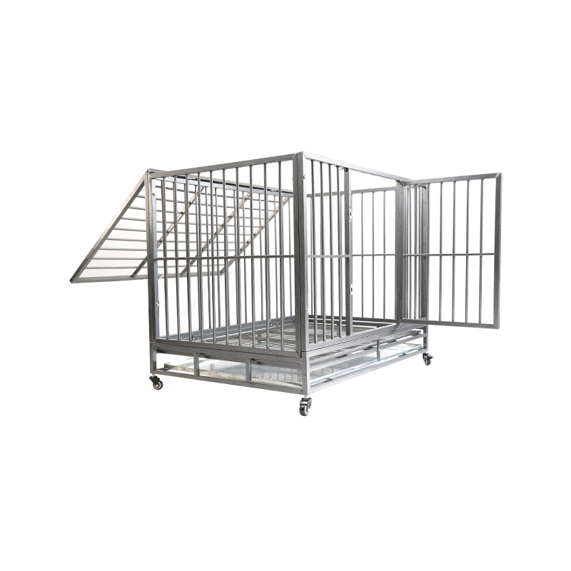 Cage pour animaux de compagnie en métal robuste DH121-3, 2 portes avec plateau en ABS