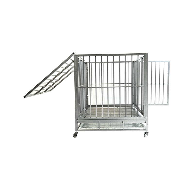 Cage pour animaux de compagnie en métal robuste DH121-3, 2 portes avec plateau en ABS