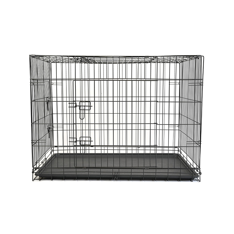 DH016-4 Caisse de chien de cage en métal de plateau de fer de 2 portes