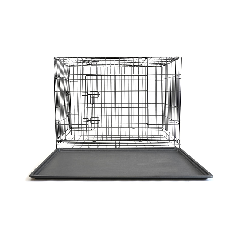 DH016-4 Caisse de chien de cage en métal de plateau de fer de 2 portes