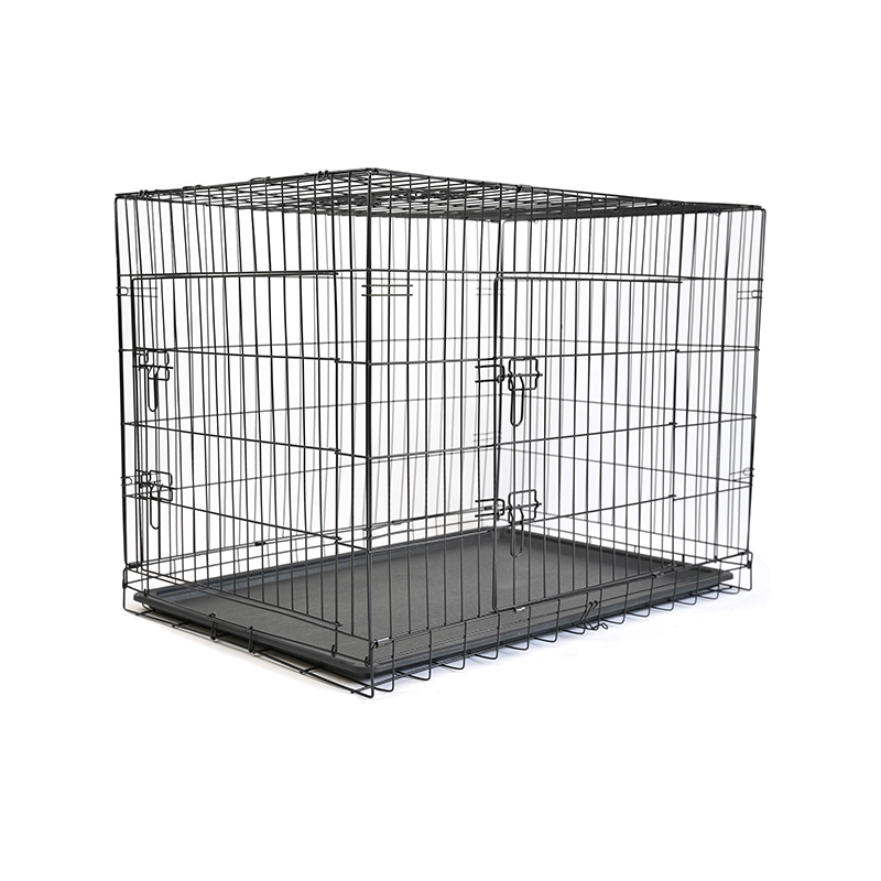 DH016-4 Caisse de chien de cage en métal de plateau de fer de 2 portes