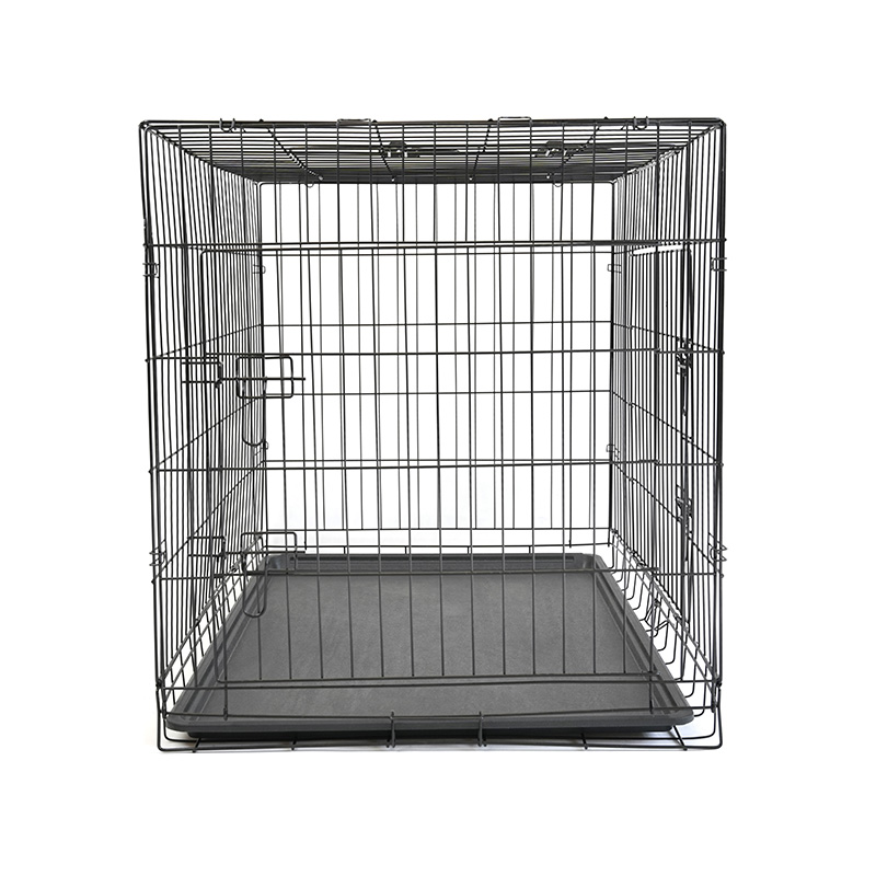 DH016-4 Caisse de chien de cage en métal de plateau de fer de 2 portes