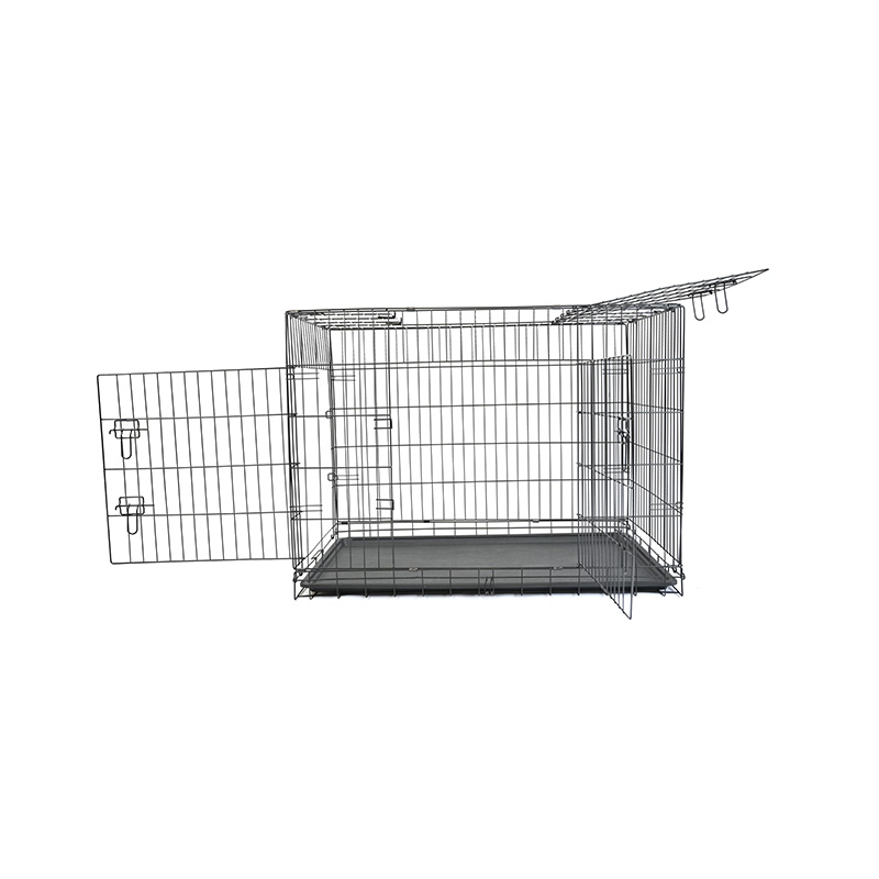 DH016-4 Caisse de chien de cage en métal de plateau de fer de 2 portes