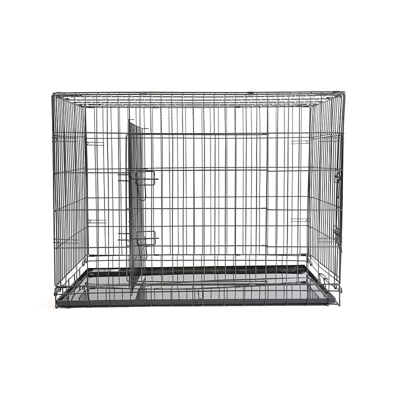 DH016-4 Caisse de chien de cage en métal de plateau de fer de 2 portes