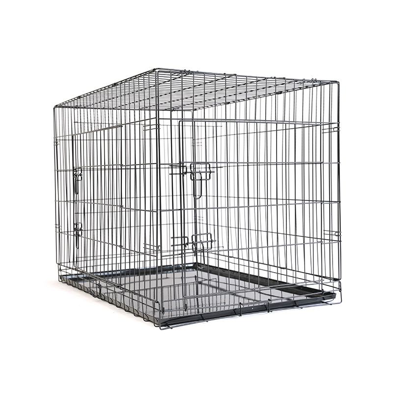 DH016-4 Caisse de chien de cage en métal de plateau de fer de 2 portes