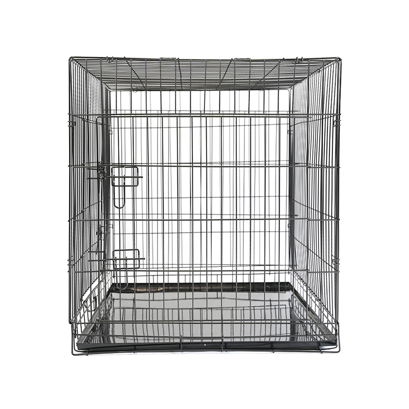 DH016-4 Caisse de chien de cage en métal de plateau de fer de 2 portes