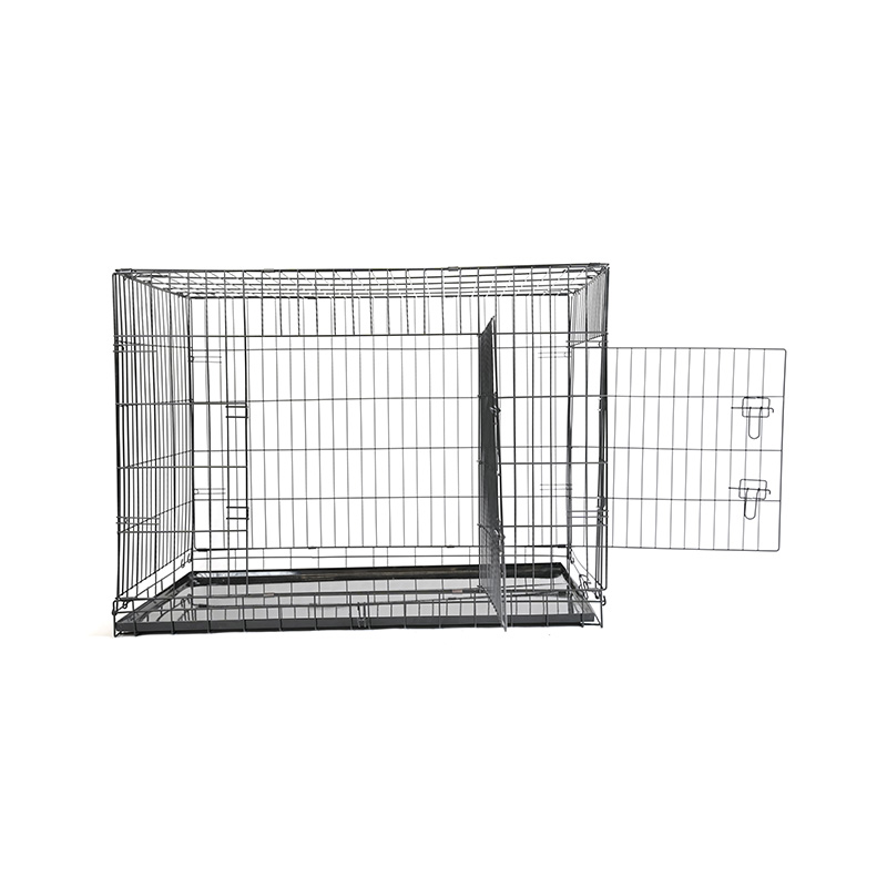 DH016-4 Caisse de chien de cage en métal de plateau de fer de 2 portes